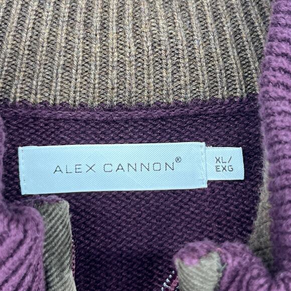 ALEX CANNON Sweater Mens XL 1/4 Zip Jumper Argyle Cotton Pullover Maroon - Picture 5 of 14